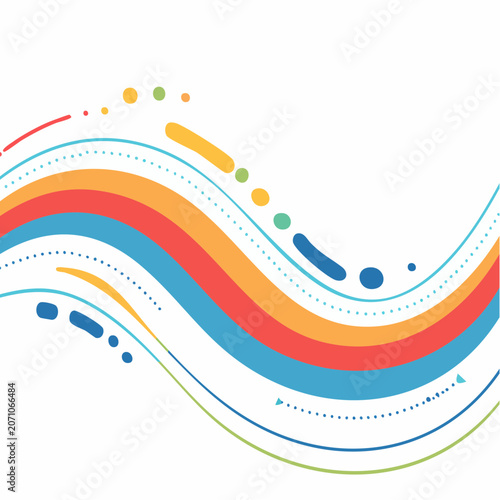 Abstract Colorful Wavy Lines and Dots Background