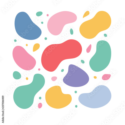 Abstract colorful organic shapes and dots pattern