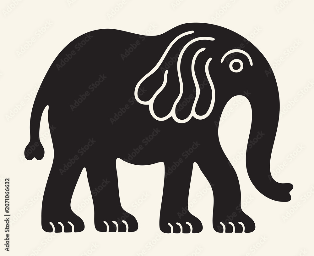 Fototapeta premium Abstract elephant Silhouette Collection – Organic Hand-Cut Vector Clipart