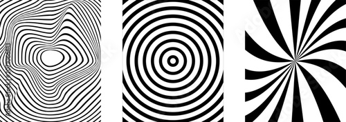 Abstract Psychedelic Swirl Rays Pattern. Groovy Spiral Vector Background.
