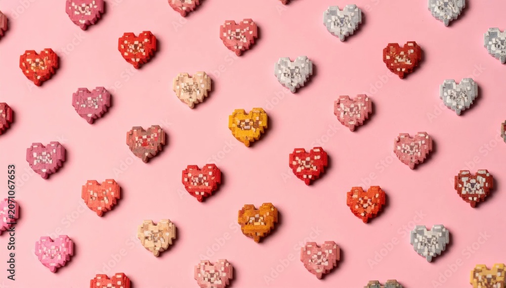 Fototapeta premium Heart Shaped Cookies Patterned Background.