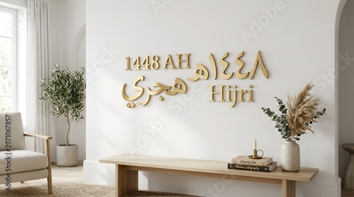 Islamic New Year 1448 AH Hijri Calendar Golden Arabic Text Decoration