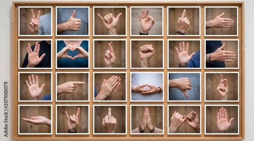Collage of Hands Gesturing Different Meanings and Emotions
