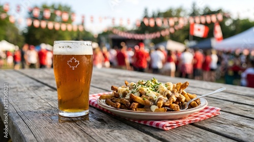 Canadian Poutine and Beer at Outdoor Festival