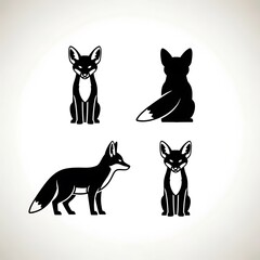 Four black and white cat silhouettes in various poses.