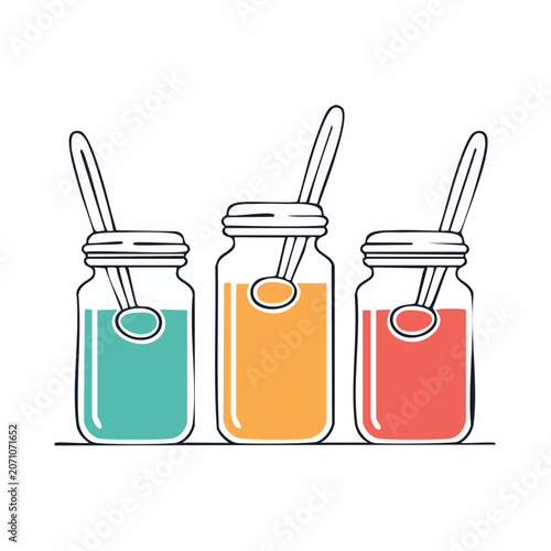 Three Mason Jars with Colorful Drinks and Straws