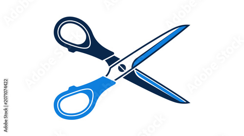 Blue office scissors icon for cutting paper.