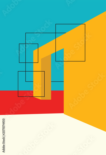 Design wall art perspective building unique design abstract colorful