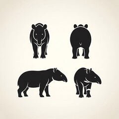 Four black and white cow silhouettes grazing.