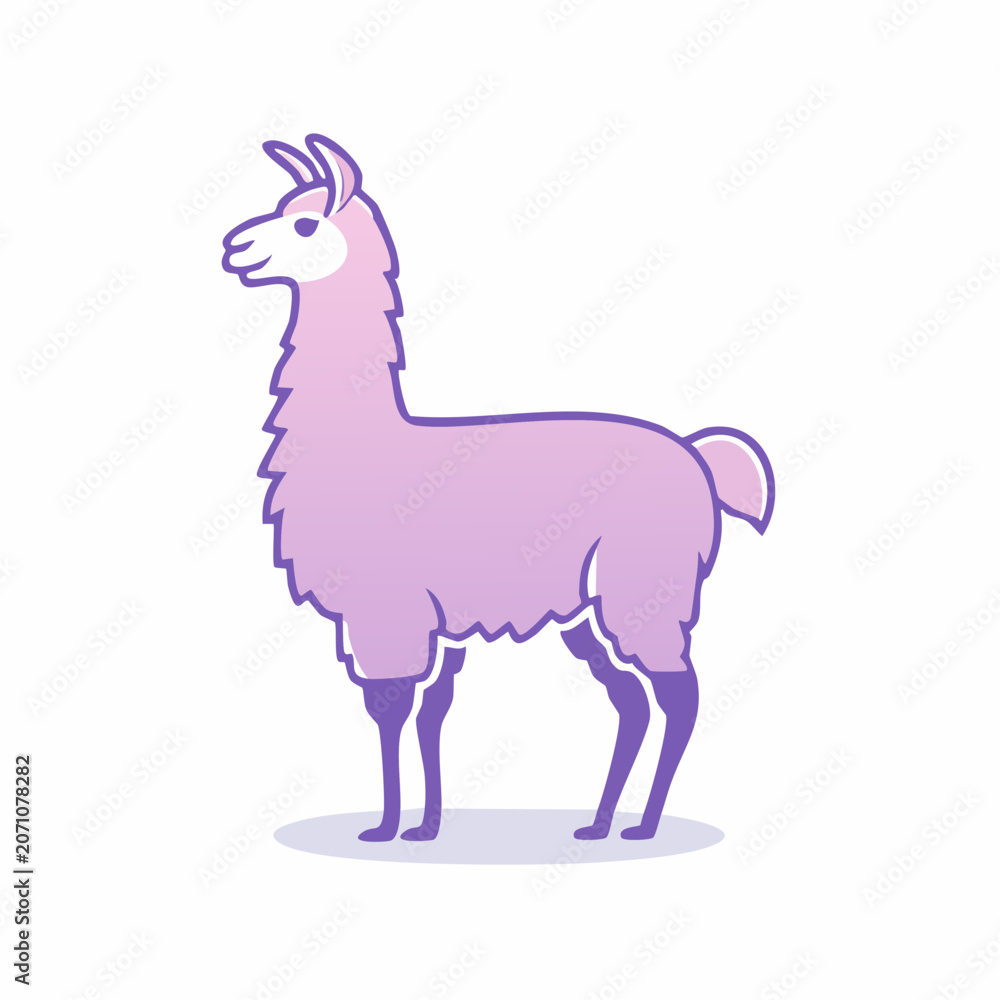 Fototapeta premium Cute purple and pink llama illustration
