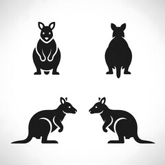 Four black and white horse silhouettes in different poses.