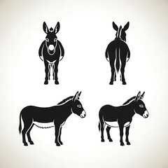 Four black and white horse silhouettes standing.