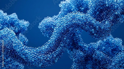 Blue Gooey Molecular Helix Structure