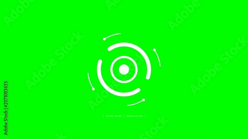 White HUD Security Shield Interface on Green Screen, Motion Design Video Background for Technology and Cybersecurity Templates
