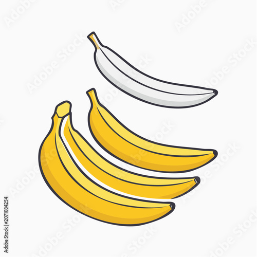 Group of yellow and white bananas illustration