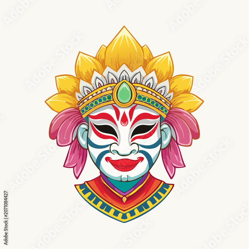 Traditional mask with elaborate headdress and colorful details