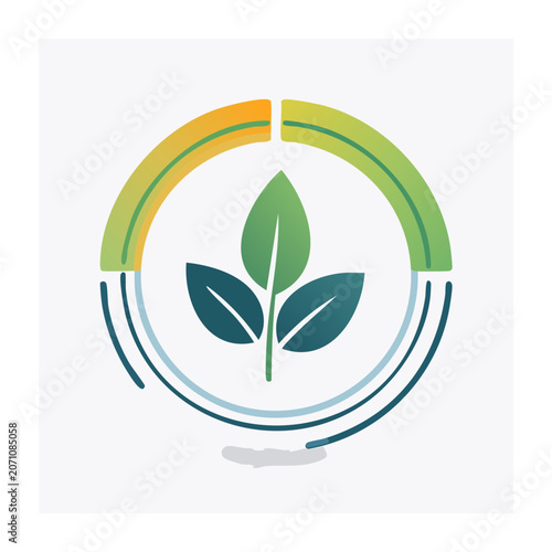 Recycling symbol with leaf and arrows
