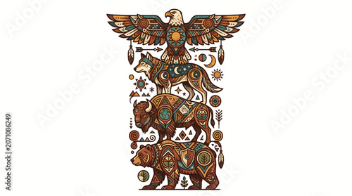 Indigenous Inspired Animal Totem Vector Artwork