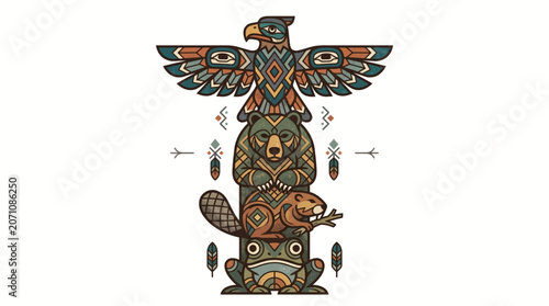 Indigenous Inspired Animal Totem Vector Artwork