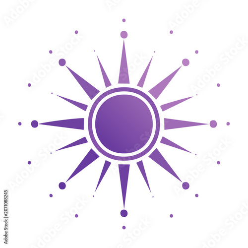 Purple sunburst icon with radiating lines and dots