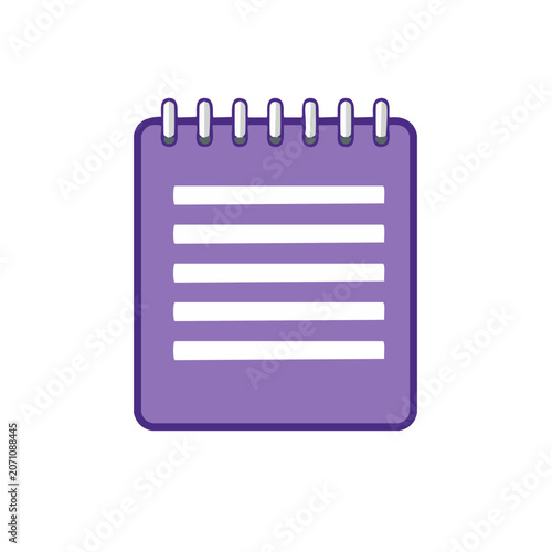 Purple spiral notebook icon with lined paper