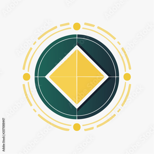 Abstract Geometric Logo with Diamond and Circle Elements