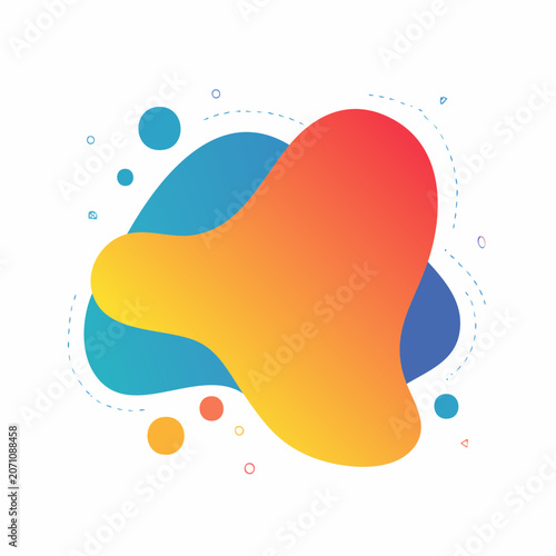 Abstract Gradient Blob Shape with Dots and Dashed Lines