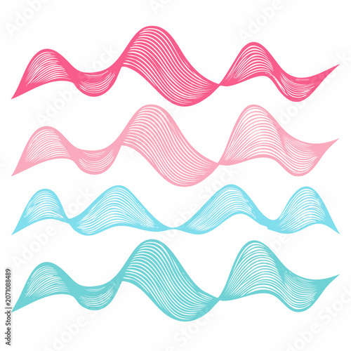 Abstract Wavy Lines in Pink and Teal