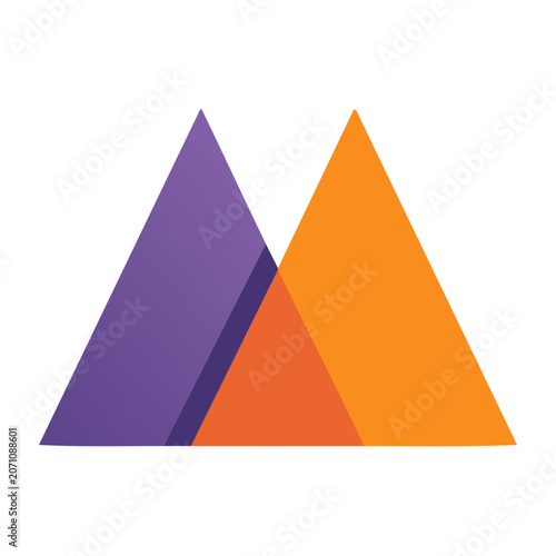 Abstract geometric mountain shapes in purple and orange