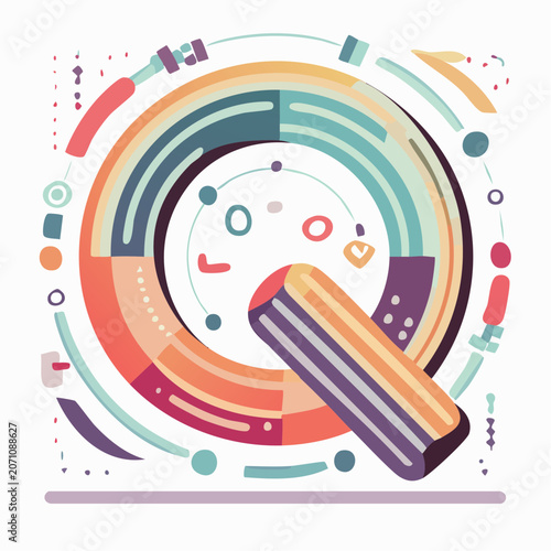 Abstract Letter Q with Geometric Shapes and Rainbow Colors