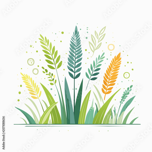 Abstract illustration of colorful grass and plants