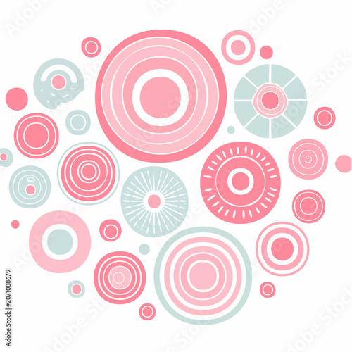 Abstract Pattern of Pink and Teal Circles