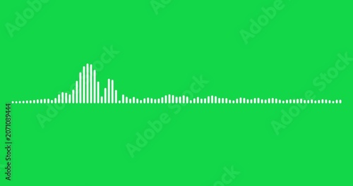 Modern podcast audio visualization with glowing white waveform spectrum and animated sound frequency equalizer lines on transparent background animation