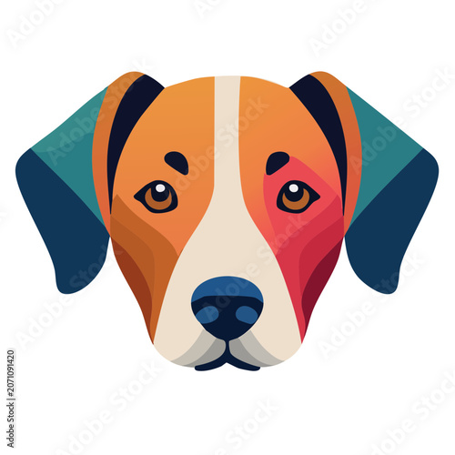 Low Poly Beagle Dog Head Vector Illustration