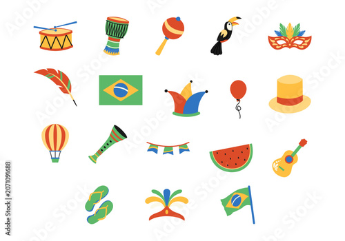 Rio Carnival Elements Icon Set