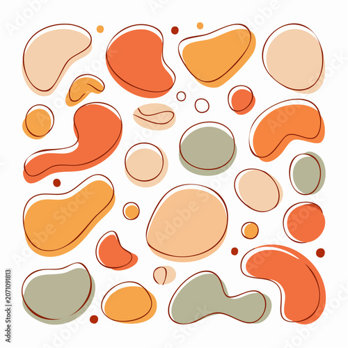 Abstract organic shapes pattern in warm colors