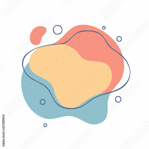 Abstract organic shapes with pastel colors on white background