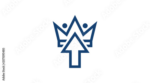 Foto Royal Crown with Upward Arrow Icon Symbolizing Leadership and Growth