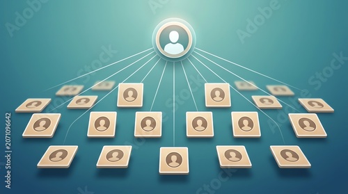 Conceptual Illustration of a Digital Networking Map for Target Audience Analysis and Social Connectivity
