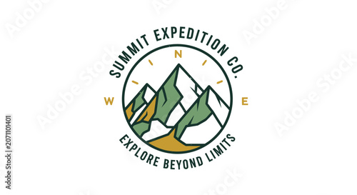 Summit Expedition Co Explore Beyond Limits Mountain Compass Logo.
