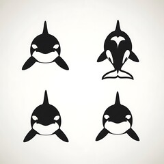 Four black and white cat silhouettes in various poses.