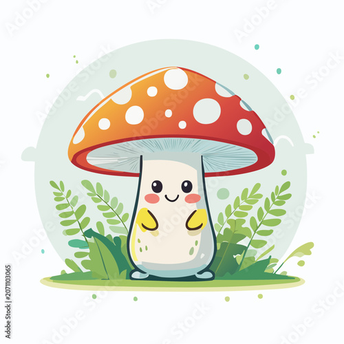 Cute Cartoon Mushroom Character