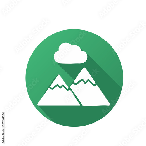 Flat design icon of mountains and cloud