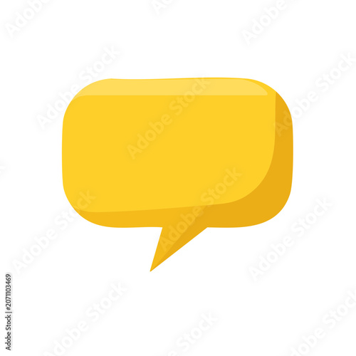 Yellow speech bubble icon, flat vector design