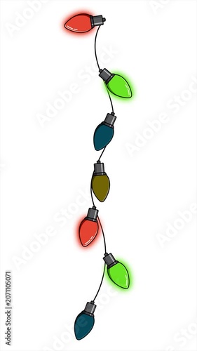 Bulbs on a string animation. Hanging light bulbs. Colorful light bulbs for decoration. Lights garland. Lights string decoration. 4K animation