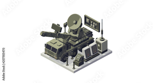 Photos Military radar station with artillery gun and communication equipment