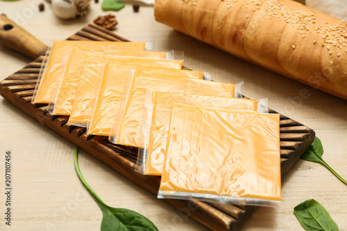 Board with slices of delici...