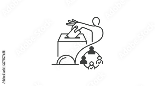 Voting and Civic Engagement Line Icon Illustration