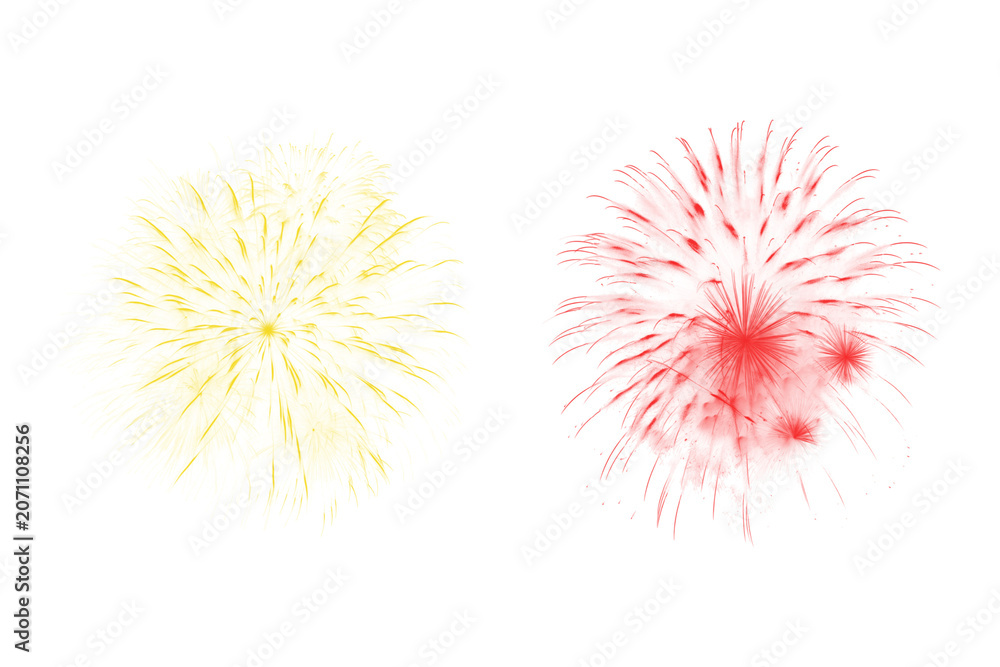 Obraz premium Vibrant fireworks exploding in the air isolated on transparent background