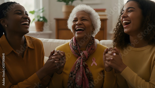 Three Generations of Black Women Celebrating Breast Cancer Survival